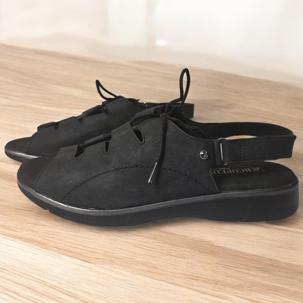 Arcopedico Sally P Black Comfort Lace Up Slingback Sandals Women's Size 41/US 10